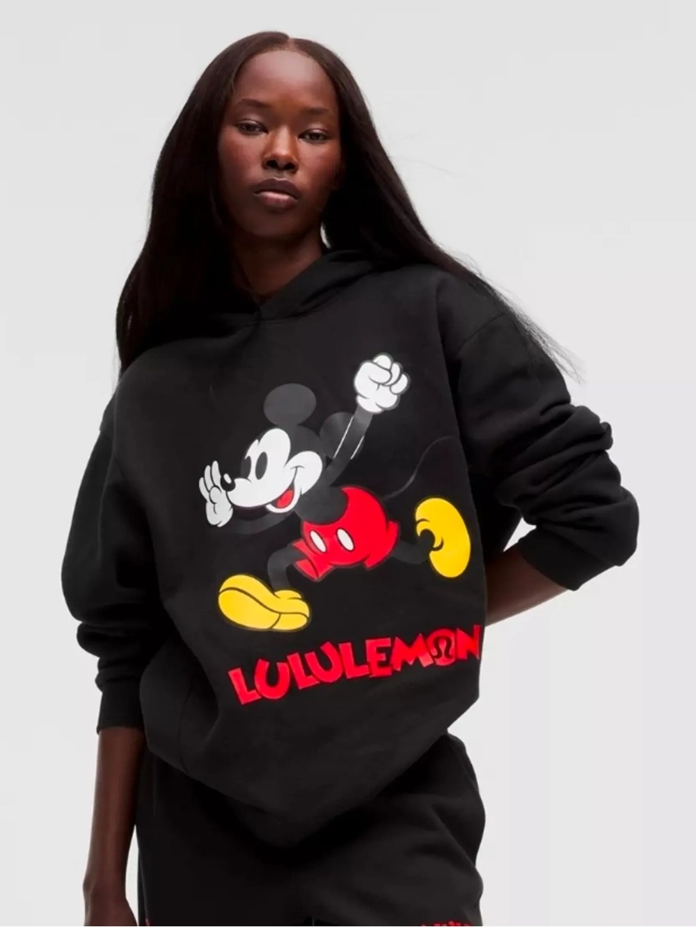 lululemon athletica Black Hoodie with Mickey Mouse Graphic (Red, Yellow, White)